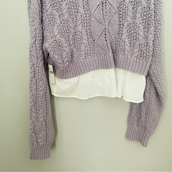 ANTHROPOLOGIE NWT Maeve Layered Peplum Turtleneck Light Purple & White - Picture 13 of 16
